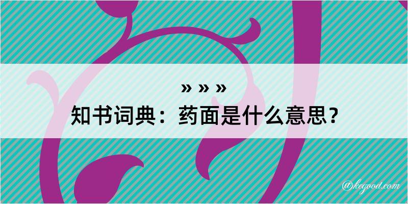 知书词典：药面是什么意思？