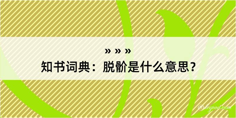 知书词典：脱骱是什么意思？