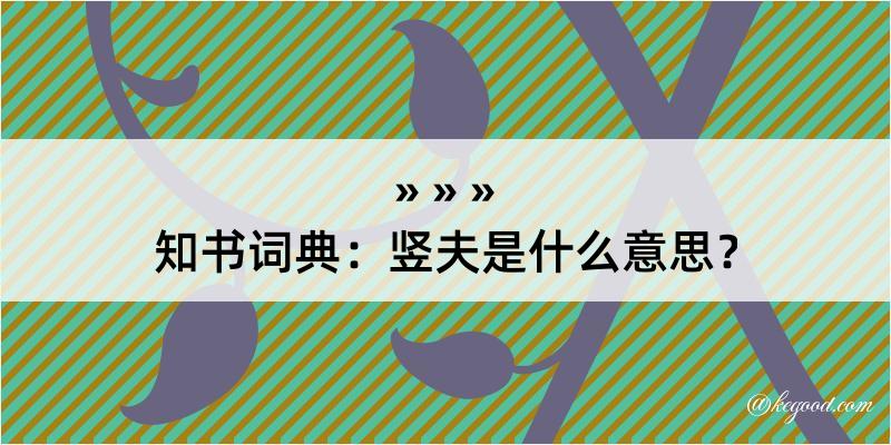 知书词典：竖夫是什么意思？