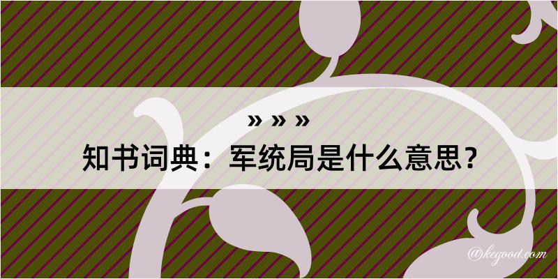 知书词典：军统局是什么意思？