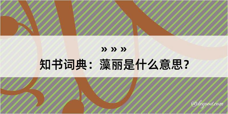 知书词典：藻丽是什么意思？