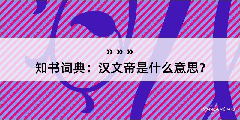 知书词典：汉文帝是什么意思？