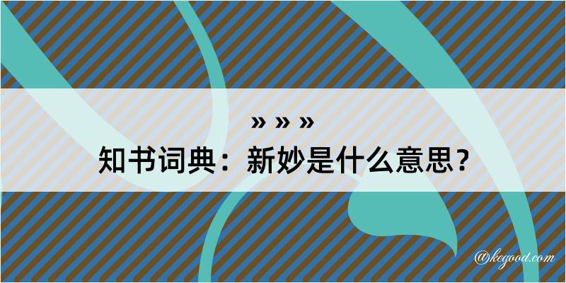 知书词典：新妙是什么意思？