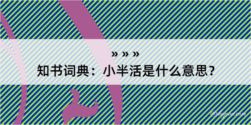 知书词典：小半活是什么意思？