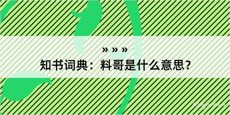 知书词典：料哥是什么意思？