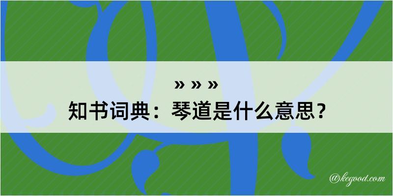 知书词典：琴道是什么意思？