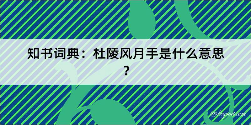 知书词典：杜陵风月手是什么意思？