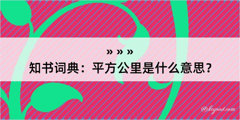 知书词典：平方公里是什么意思？