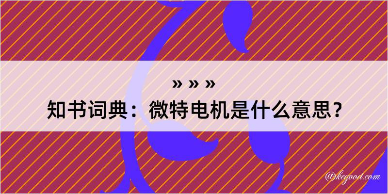 知书词典：微特电机是什么意思？