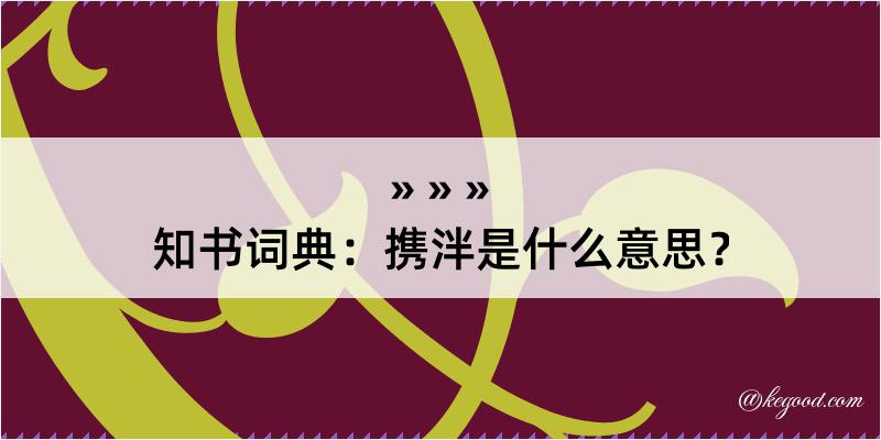 知书词典：携泮是什么意思？