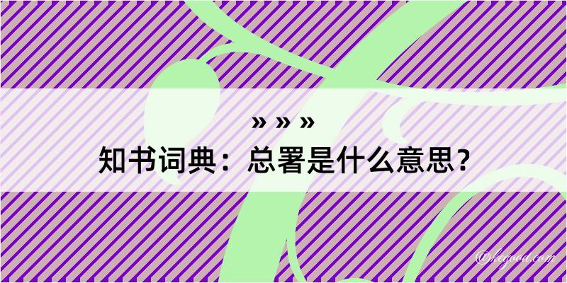 知书词典：总署是什么意思？