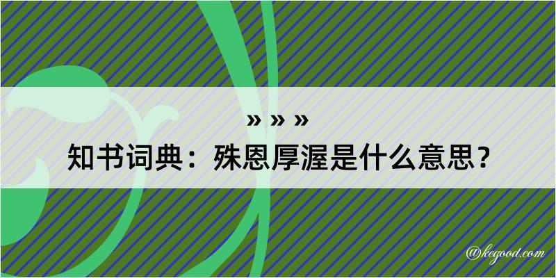 知书词典：殊恩厚渥是什么意思？