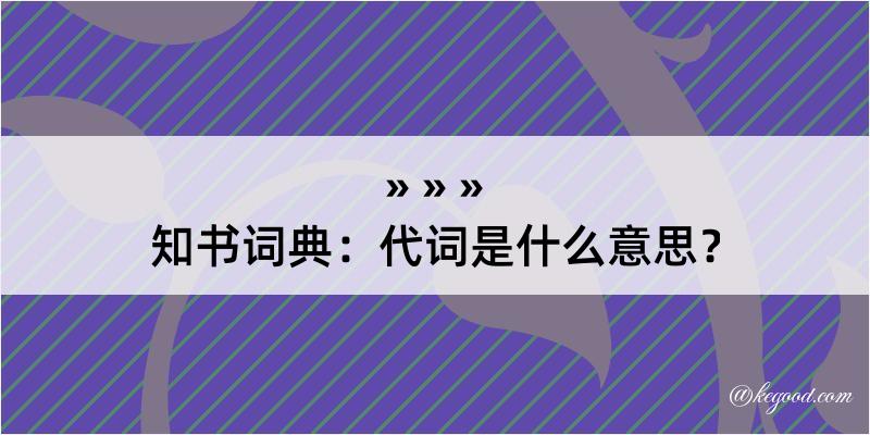 知书词典：代词是什么意思？