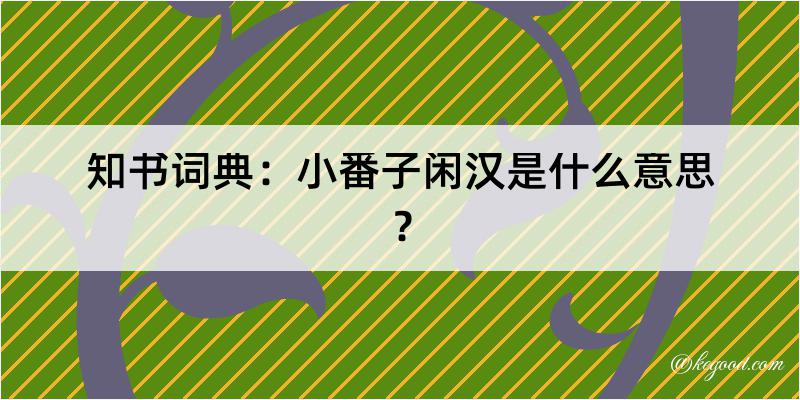 知书词典：小番子闲汉是什么意思？