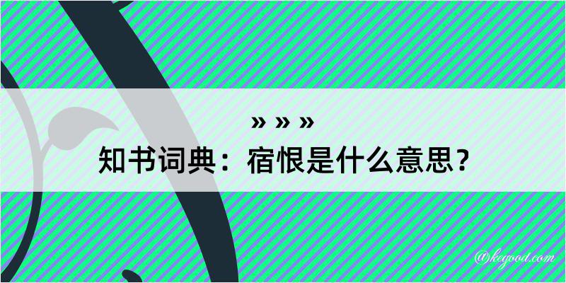 知书词典：宿恨是什么意思？