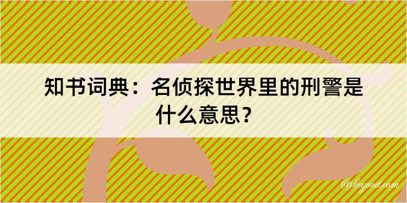 知书词典：名侦探世界里的刑警是什么意思？