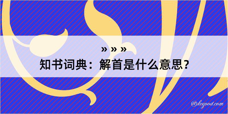 知书词典：解首是什么意思？