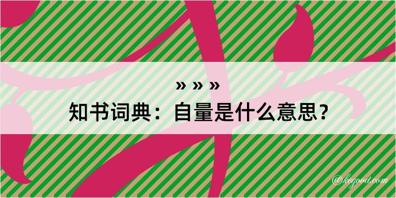 知书词典：自量是什么意思？