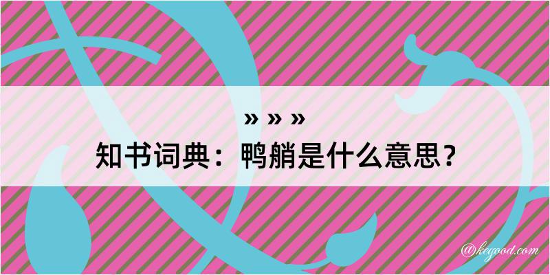 知书词典：鸭艄是什么意思？