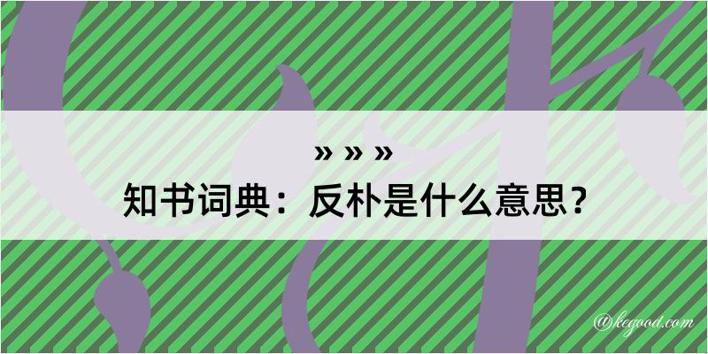 知书词典：反朴是什么意思？