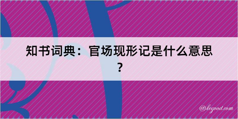 知书词典：官场现形记是什么意思？