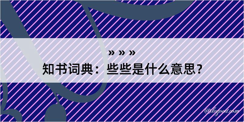 知书词典：些些是什么意思？