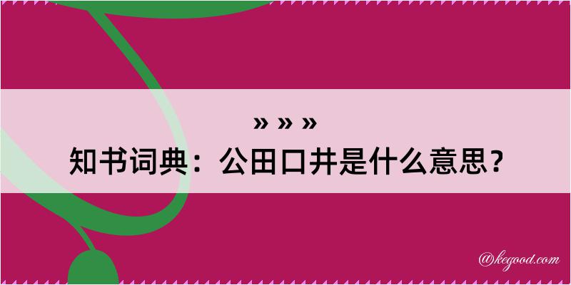 知书词典：公田口井是什么意思？