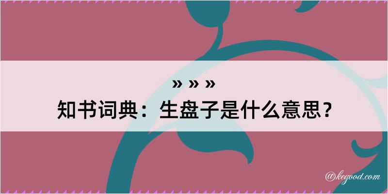 知书词典：生盘子是什么意思？