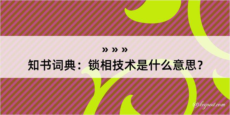 知书词典：锁相技术是什么意思？