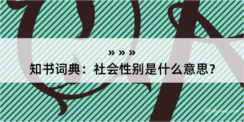 知书词典：社会性别是什么意思？