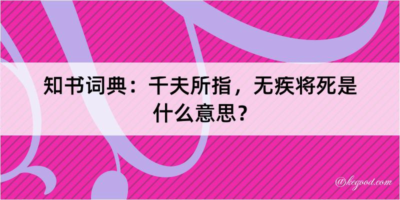 知书词典：千夫所指，无疾将死是什么意思？