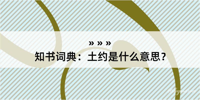 知书词典：土约是什么意思？