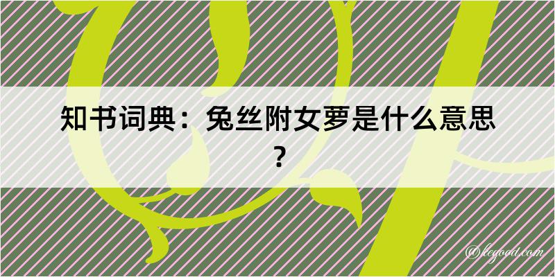 知书词典：兔丝附女萝是什么意思？