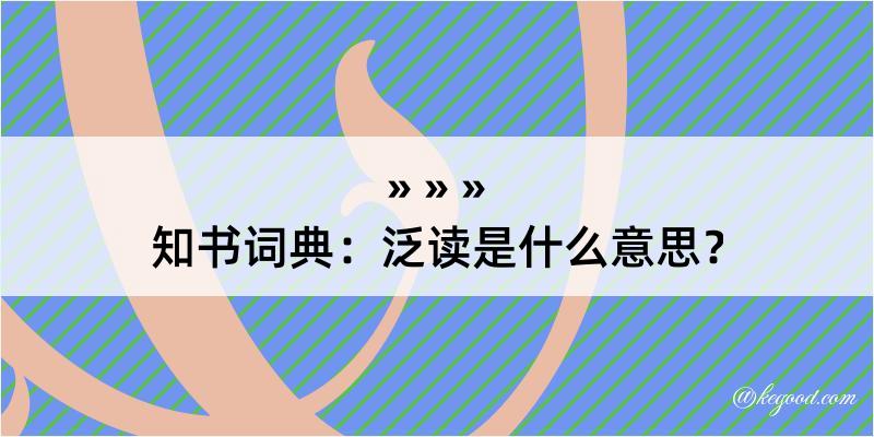 知书词典：泛读是什么意思？