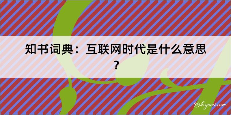 知书词典：互联网时代是什么意思？