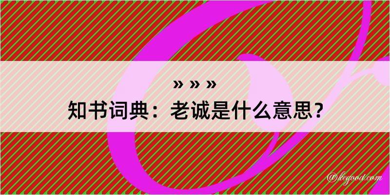 知书词典：老诚是什么意思？