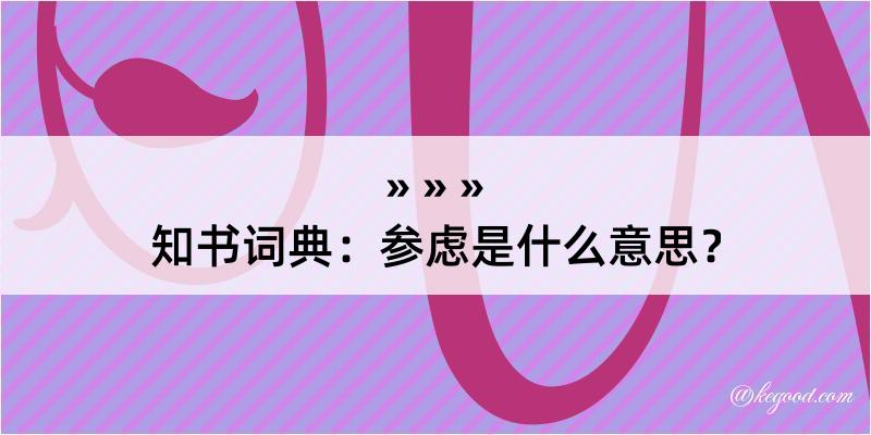 知书词典：参虑是什么意思？