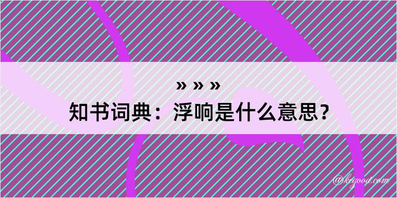 知书词典：浮响是什么意思？