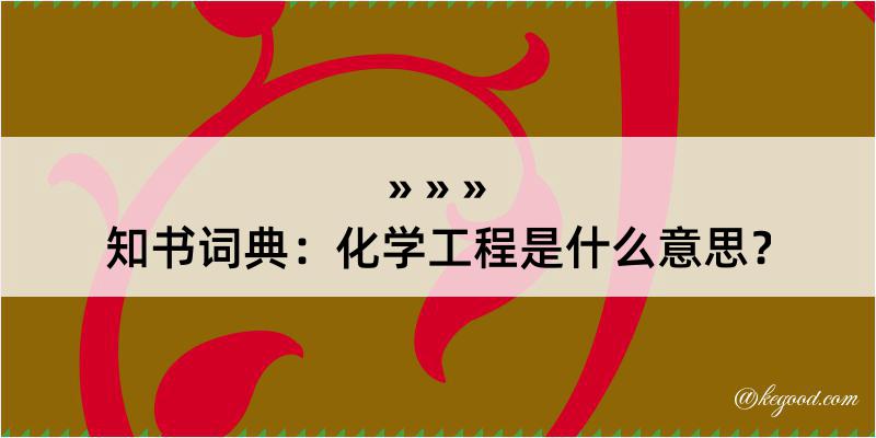 知书词典：化学工程是什么意思？