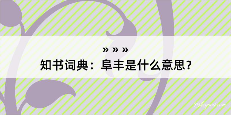 知书词典：阜丰是什么意思？