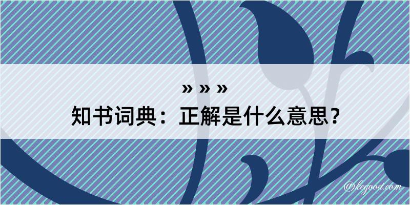 知书词典：正解是什么意思？