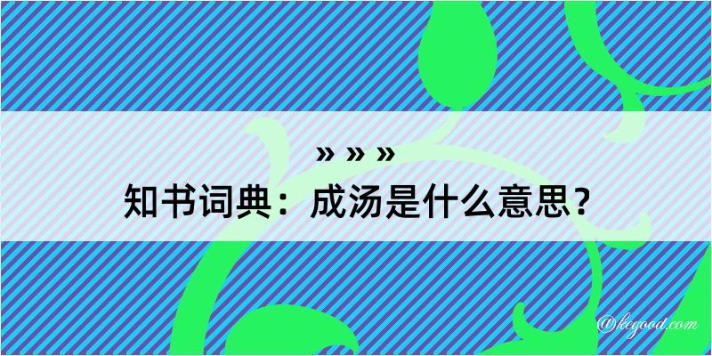 知书词典：成汤是什么意思？