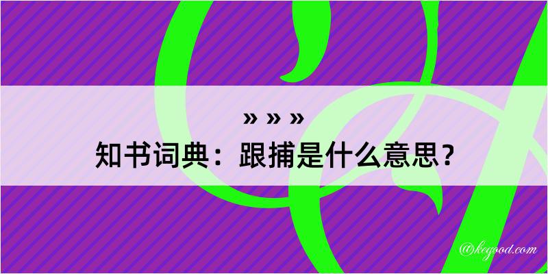 知书词典：跟捕是什么意思？