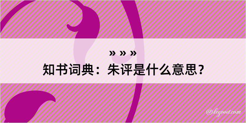 知书词典：朱评是什么意思？