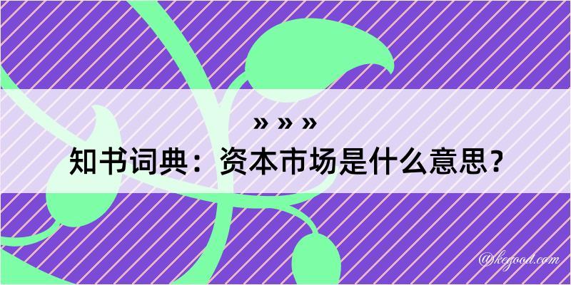 知书词典：资本市场是什么意思？