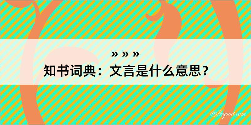 知书词典：文言是什么意思？