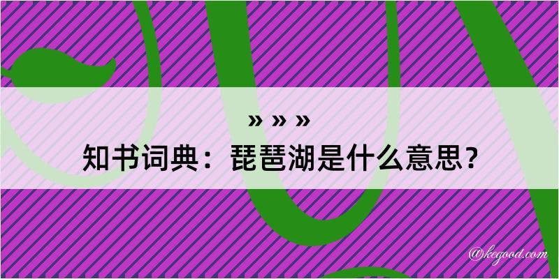 知书词典：琵琶湖是什么意思？