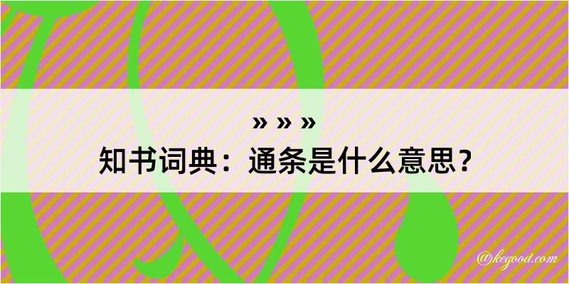 知书词典：通条是什么意思？