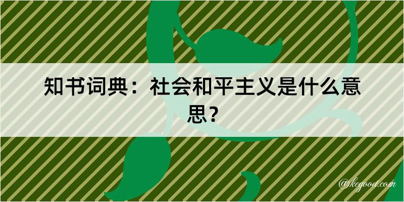 知书词典：社会和平主义是什么意思？