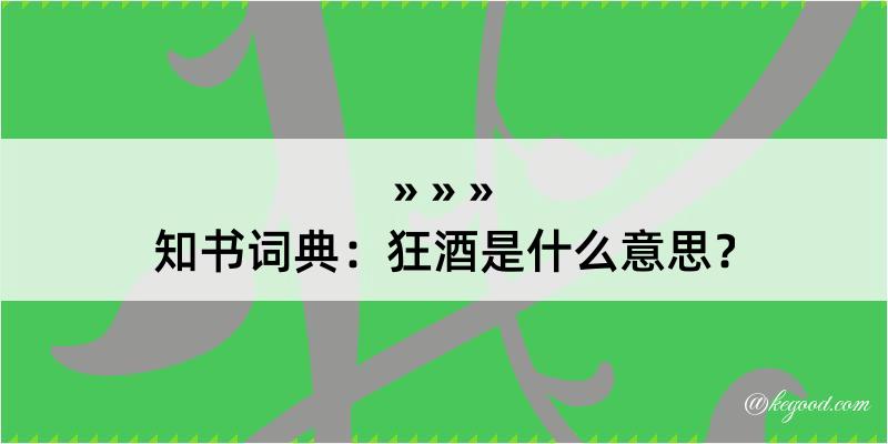 知书词典：狂酒是什么意思？